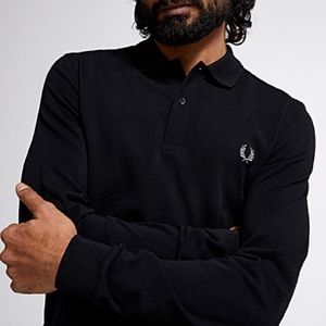 Men’s / Fred Perry long-sleeve piqué polo / Black / XL